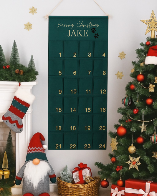 Personalised Dog Advent Calendar – Canvas Reusable Christmas Countdown