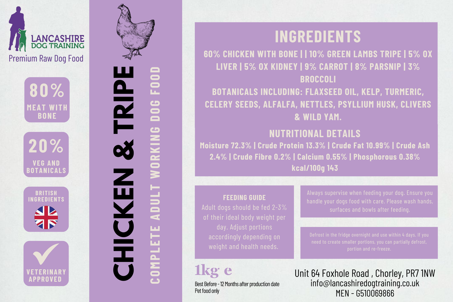 Chicken & Tripe Raw Dog Food | Balanced, Natural Nutrition for Dogs