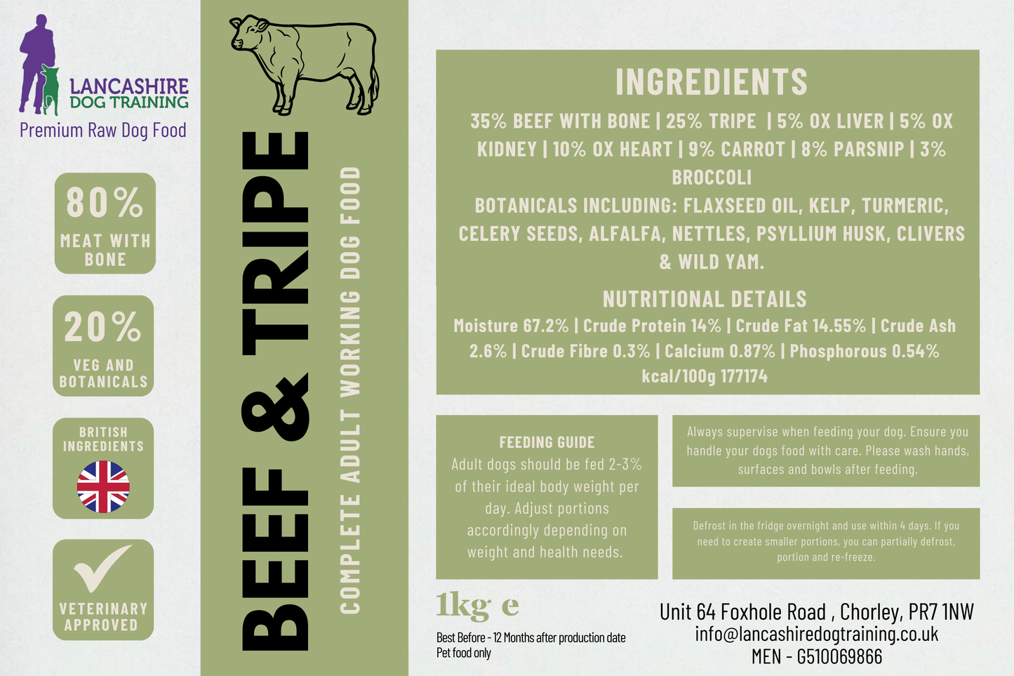 Beef & Tripe Raw Dog Food | Nutrient-Dense Raw Meals for Dogs