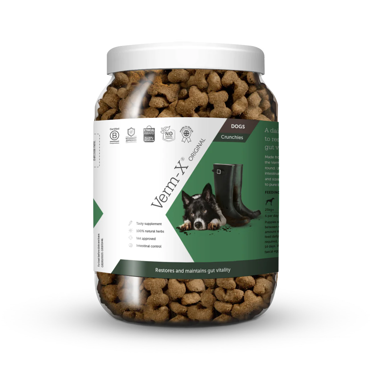 Verm - X Original Crunchies - A daily supplement to restore and maintain gut vitality 650g Lancashire Dog Treats