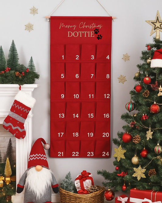 Personalised Dog Advent Calendar – Canvas Reusable Christmas Countdown
